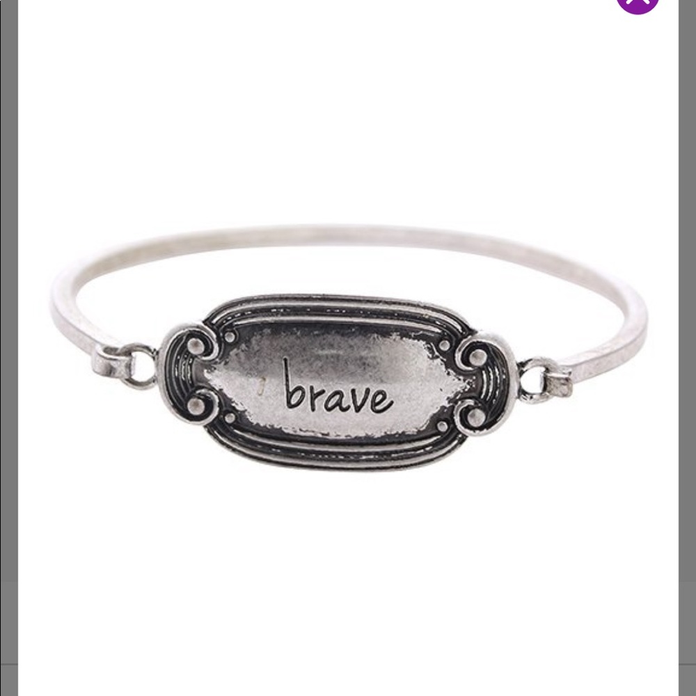Allison Reed- 'Brave' Plaque Hinge Bangle Vintage Style w/ Hook closure - NWT